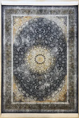 Produktbild von Teppich DESIGN IRAN 15010 4,5 M PUNKTE | Farbe: Charcoal; Größe: 150x225 cm | strapazierfähig und leicht zu reinigen | Wohnzimmer | Schlafzimmer