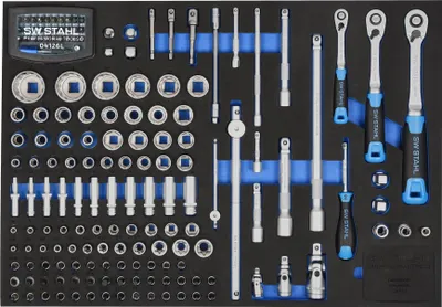 Produktbild von SW-Stahl Z3011-1 Werkstattwagensortiment, Steckschlüssel 1/4“, 3/8“, 1/2“, mit Ratschen, 167-teilig