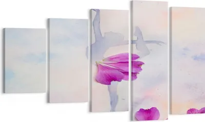 Produktbild von Bild auf Leinwand - Leinwandbild - Ballett Blumen Mädchen Eleganz - 100x60cm - Wand Bild - Wanddeko - Leinwanddruck - Bilder - Kunstdruck - Wanddekoration - Leinwand bilder - Wandkunst - EG100x60-3104