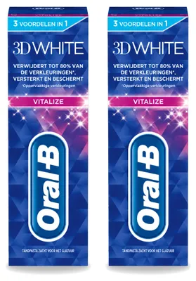 Produktbild von 2 x Oral-B 3D White Vitalize Whitening Tandpasta - 75 ml - Vorteilspackung - 2 Stücke