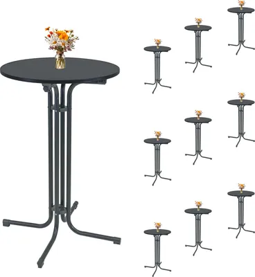 Produktbild von 10x Stehtisch klappbar Ø 70 cm Höhe 110 cm Stahl Gastrotisch Partytisch Bistrotisch in Anthrazit