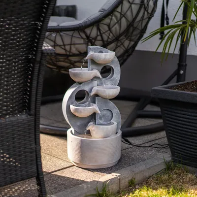 Produktbild von Solarbrunnen für draussen Kaskadenbrunnen H=49cm Granit-Design LED Akku 101380