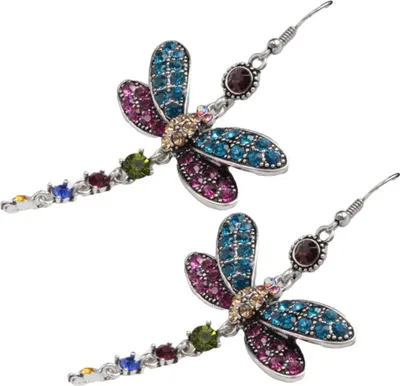 Produktbild von Retro-Damen-Ohrringe mit Strass-Intarsien in Libellenform, Charm-Ohrringe, Schmuck, Geschenk-Mehrfarbig