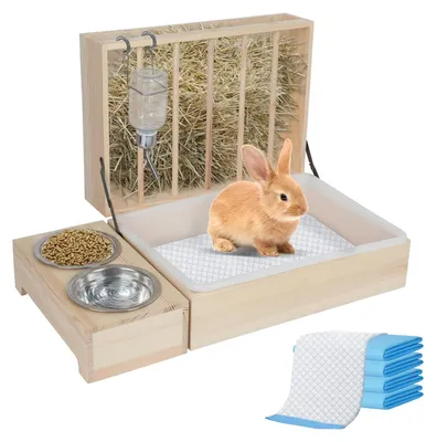 Produktbild von Holz-Futterspender für Kleintiere, 4-in-1