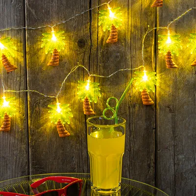 Produktbild von 10er LED Palmen-Lichterkette, warmweiß, batteriebetrieben, 150 cm Gesamtlänge