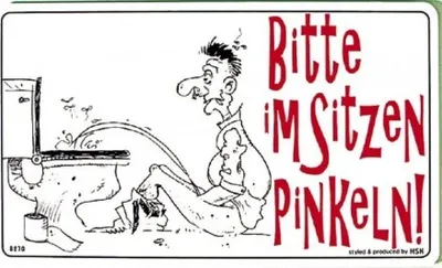 Produktbild von Hinweisschild mit Humor - Bitte im Sitzen pinkeln - Gr. 25x15cm - 308270 - Toilette