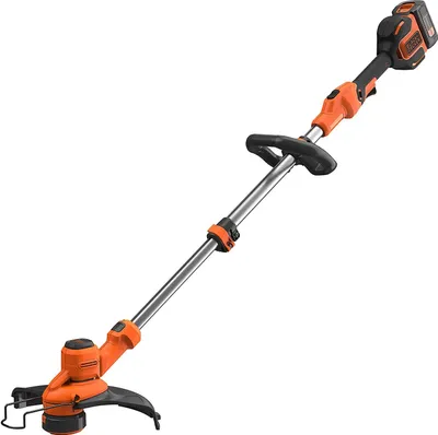 A cordless string trimmer on a white background.