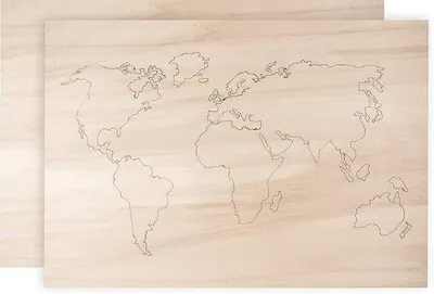 Produktbild von Holzweltkarte - Dekoration - - 1 Stück - braun - Holz - 42 x 29,7 cm