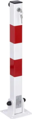 Immagine prodotto di LogistSystem - Palietti per parcheggio - Barriere per parcheggio - Chiave - Palietti pieghevoli - Chiave superiore SLUPEK - Acciaio - Barra di sicurezza per parcheggio robusta - Barra di blocco per parcheggio - Bianco - Rosso