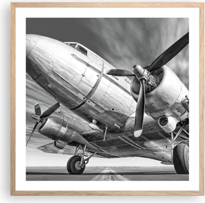 Produktbild von Gerahmtes Poster - Rahmen in heller Eiche - Flugzeug Retro Flugzeug - 60x60 cm - Wand Bild - Wanddeko - Wandbilder - Kunstposter - Wandposter - Bilderrahmen - Bilder - Kunstdruck - P2NAC60x60-4952