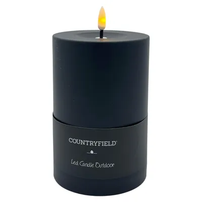 Produktbild von Countryfield LED Kerze Patio schwarz Außen 3D-Flamme Timer 10x17,5cm