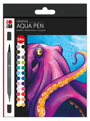 24 Aquarellstifte mit Doppelspitze, Octopy, wasserbasiert