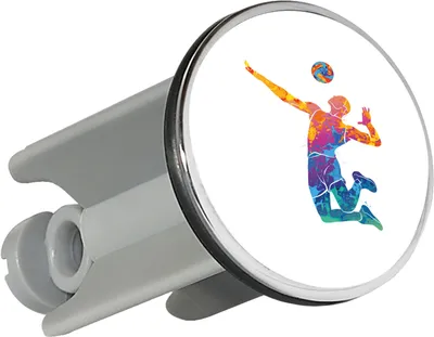 Produktbild von Huuraa Waschbeckenstöpsel Volleyballer bunte Silhouette 4cm höhenverstellbar Abflussstopfen Geschenkidee