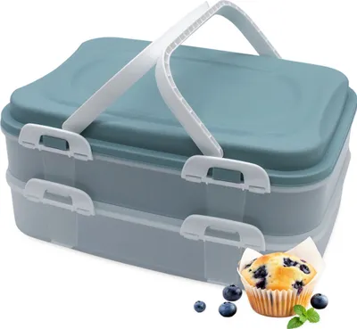 Produktbild von 1.02 Party Container mit 2 Etagen - ca. 40 x 30 x 18 cm - Muffin Kuchen Cupcake Transport Box