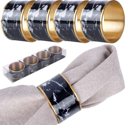 Produktbild von Vilde Serviettenhalter Serviettenringe Ring Besteckring Tischschmuck aus Metall 4,5 cm 4 Stk.