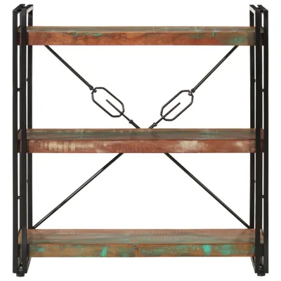 Zdjęcie produktu dla vidaXL Półka na książki 3 przegrody 77x30x80cm Lite drewno i żelazo z recyklingu