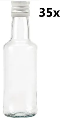 Obrázek produktu pro Lahev MONOPOL 0,2 l čirá 35 ks VČETNĚ STŘÍBRNÝCH VÍČEK, Počet kusů v balení: 35