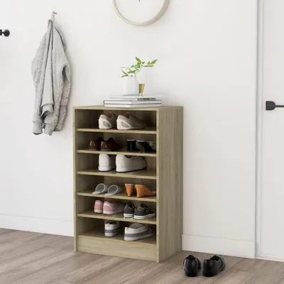 Produktbild von Schuhschrank aus Holzwerkstoff in Sonoma-Eiche, 60 x 35 x 92 cm