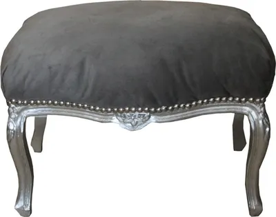 Produktbild von Casa Padrino Barock Sitzhocker Grau Silber - Barock Möbel