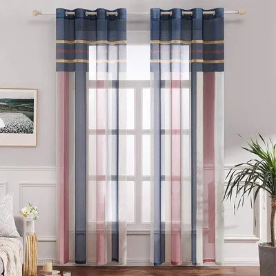 Image de Azomor : rideaux transparents avec anneaux pour le salon et la chambre à coucher, 140 x 245 cm