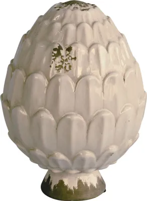Produktbild von Zapfen aus Keramik weiß 20 cm hoch Rosenkugel für Stab Gartendeko Gartenkeramik