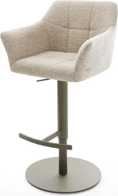 Produktbild von DELIFE Barstuhl Yulo-Flex Webstoff Soft Beige Drehfuß höhenverstellbar Metall Titanfarben