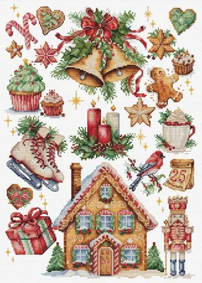 Productafbeelding van Stikset voor kruissteek, "Kerstcompositie", 25x35 cm