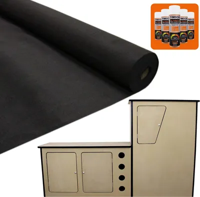 Obrázok produktu pre Kuchyňa pre karavan VW T4 a obloženie auta 11m² čierne v sade vrátane lepidla