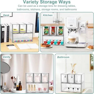 Produktbild von Famanu Kaffeepad-Halter und Teebeutel-Organizer - Set mit 4 stapelbaren Aufbewahrungsboxen