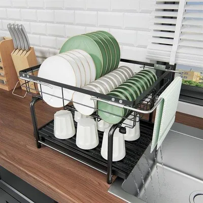 Produktbild von Metallischer Abtropfregal - multifunktionales ausklappbares Abtropfgerät mit Abtropfmatte - Abtropfgerät für Spüle Küchenarbeitsplatte