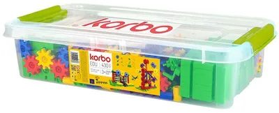 Produktbild von Korbo EDU Konstruktionsspielzeug 430 Teile – polnische Marke (184 Zahnräder, 20 Grundplatten, 8 Anleitungen A4) – Gruppenspiel für Kindergarten & Vorschule, ab 4 Jahren, CE & EN-71