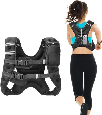 Produktbild von Gewichtsweste, 7,2 kg, verstellbare Gewichtsweste mit reflektierenden Streifen für Männer und Frauen, für Krafttraining, Lauftraining und Fitness.