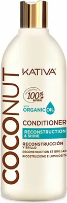 Obrázok produktu pre KATIVA COCONUT Conditioner, Ženy, Neprofesionálny vlasový kondicionér, Poškodené vlasy, Suché vlasy, Vysušené vlasy, Citlivé vlasy, Všetky farby, Hydratačný, Lesk, Zmäkčovadlo, 500 ml