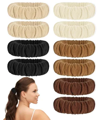 Productafbeelding van Set van 10 haarbandjes voor dames, gemaakt van katoen, elastisch, scrunchies, rekbare haarbandjes
