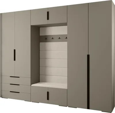Produktbild von MEBLE KRYSPOL Inova 1 Möbelset Garderobe, 236,7x300x47cm - Kaschmir, Manila 02, Schwarz