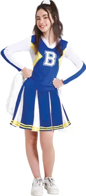 Immagine prodotto di Costume sportivo da cheerleader in maschera per feste di carnevale, uniforme da divertimento, taglia: 14 - 16 anni colore: blu