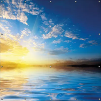 Produktbild von Wallario Outdoor-Poster für Garten oder Balkon, Motiv Sonnenuntergang über dem Meer I, in ca. 180 x 180 cm