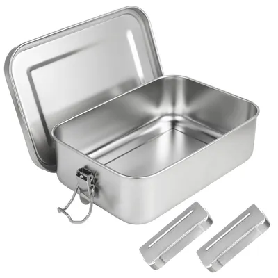 Edelstahl-Lunchbox 1400 ml mit Trennwänden, silber