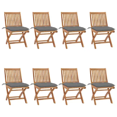 Produktbild von Klappbare Gartenstühle mit Kissen 8 Stk. Massivholz Teak