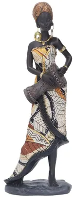 Immagine prodotto di Opera d'arte africana - Scultura in legno realizzata a mano - Statua femminile - Decorazione murale artistica - Oggetto da collezione - Rappresentazione naturale - Opera d'arte dipinta a mano