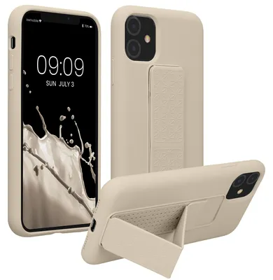 Produktbild von kwmobile Handyhülle für Apple iPhone 11 Hülle - TPU Silikon Case mit Fingerhalter und Stand - Schutzhülle Cover in Creme