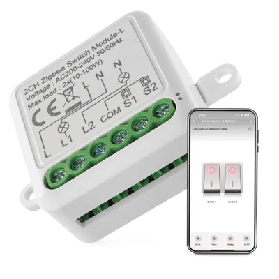 Produktbild von EMOS GoSmart Lichtschalter-Modul / Zigbee mit App, Unterputz Schalter zur Fernsteuerung, Sprachsteuerung, für Doppelschalter, kein Nullleiter, H5104