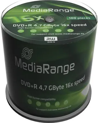 Produktbild von MediaRange DVD+R 4,7 GB (16fach, 100 Stück) (MR443)