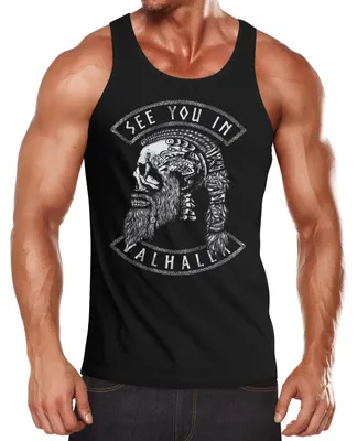 Produktbild von Herren Tank- Top Wikinger Spruch See you in Valhalla Odin Ragnar nordische Mythologie nordische Mythologie Muscle Shirt Neverless® schwarz XXL
