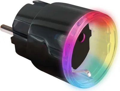 Produktbild von Shelly Plus Plug S, schmale Bluetooth + WLAN Steckdose mit Messfunktion und RGB-LED, schwarz