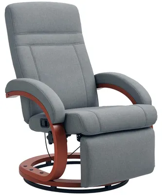 Produktbild von Relaxsessel mit klappbarer Fußstütze, drehbar, neigbare Lehne, Leinenoptik, bis 140 kg, Grau