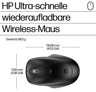 Produktbild von HP 510 Ultra-schnelle wiederaufladbare Wireless-Maus, Beidhändig, RF Wireless, 4000 DPI, Schwarz