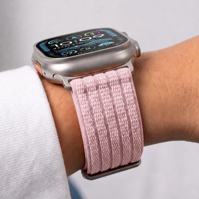 Image de Bracelet en nylon pour Apple Watch 49/46/45/44 mm, marque Tech-Protect, couleur rose