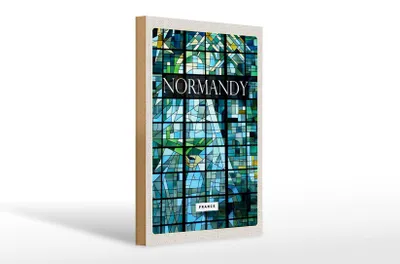 Produktbild von Holzschild Reise 20x30cm Normandy France Mosaik Kunst
