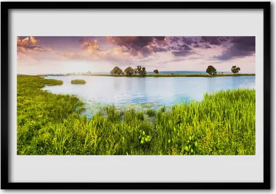 Produktbild von Bild 100x70 MDF-Rahmen Wandkunst Grass Lake Natur